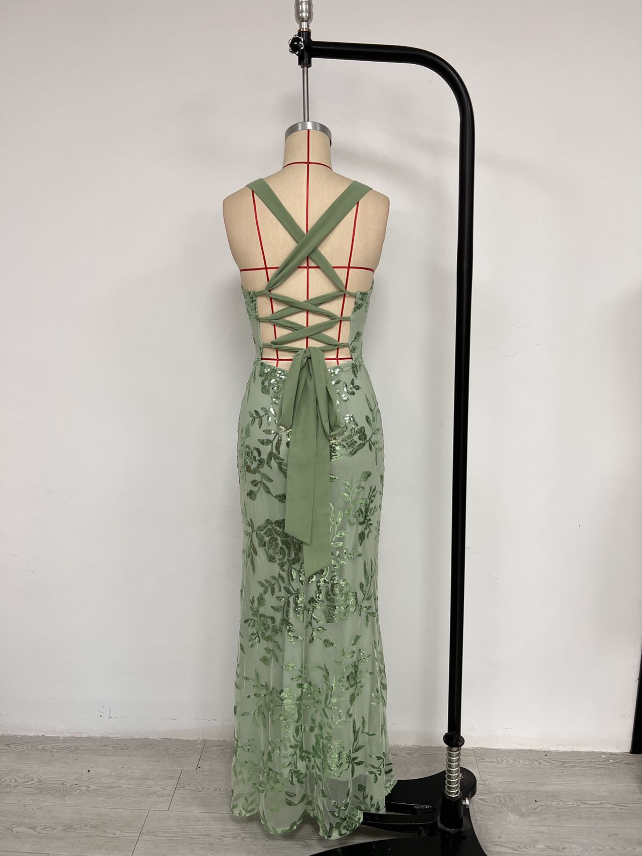 Spring Summer Fashion Sexy Sleeveless Low Back High Slit Gown 17