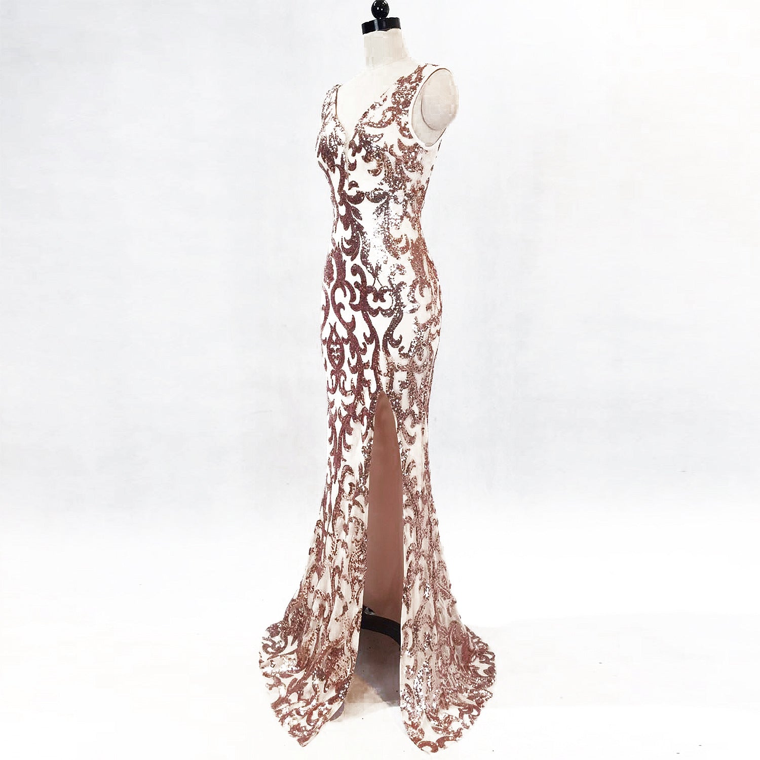 Mesh Embroidered Sequins Long Slim Mermaid Dress Women Formal Fashion Party Dress 34