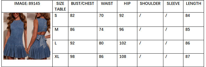 Women Sexy Sleeveless Pleated Denim Dress 10