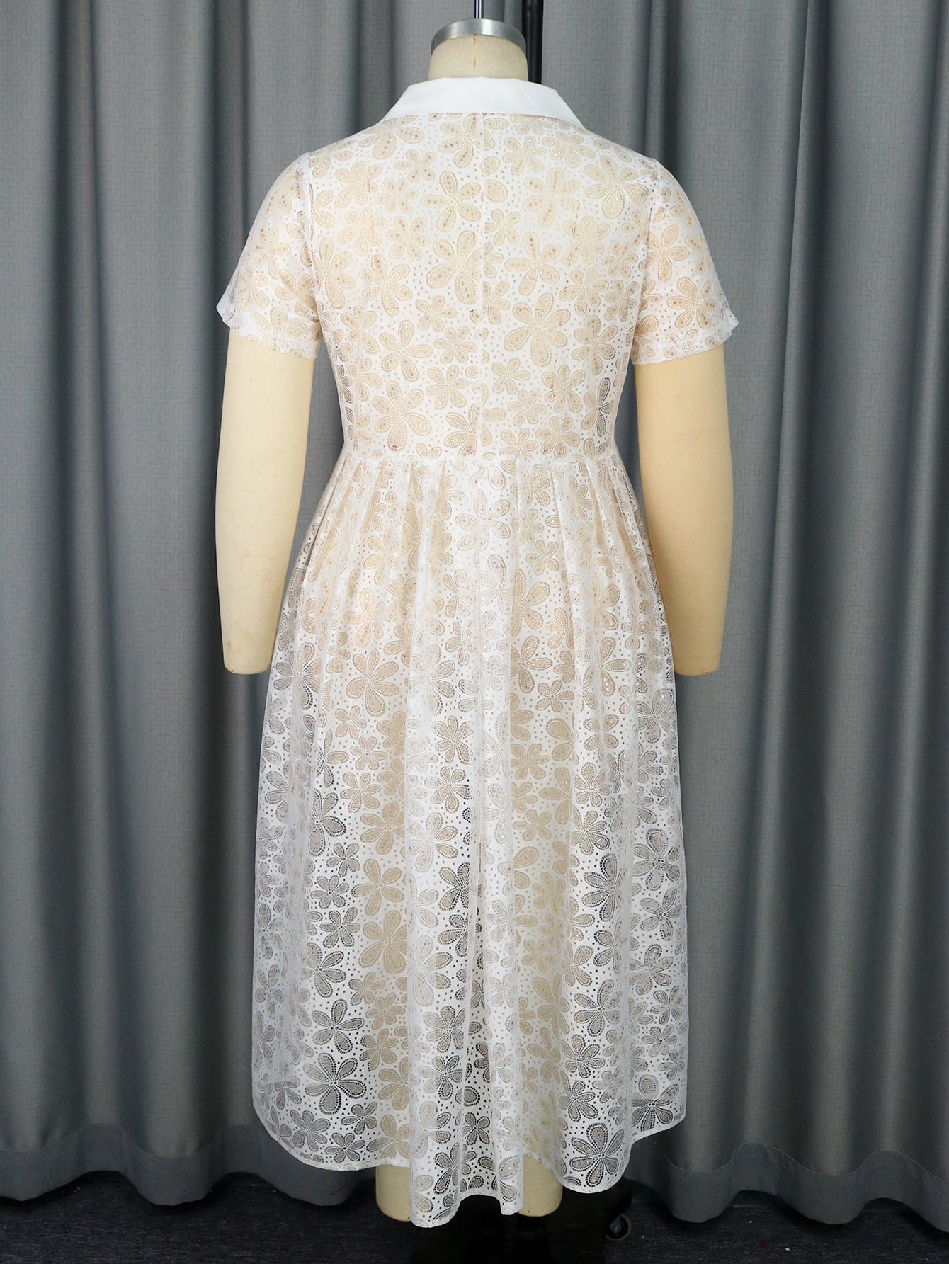 Sexy Lace Blouse Chic Turndown Collar Mesh Dress 4