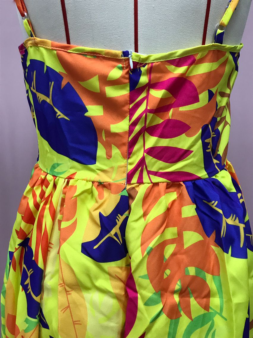 Women leaf bohemian suspender strapless dress 12