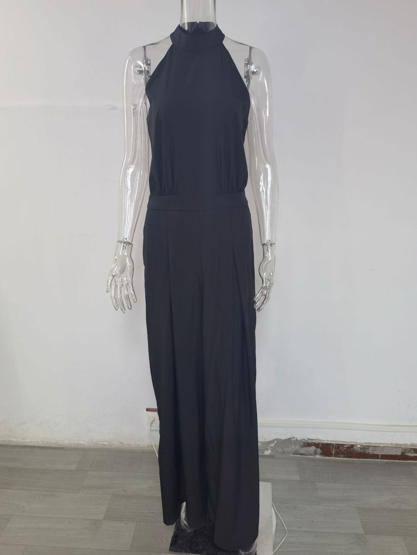 Summer Women Elegant Lace-Up Sleeveless Halter Neck Print Jumpsuit 49