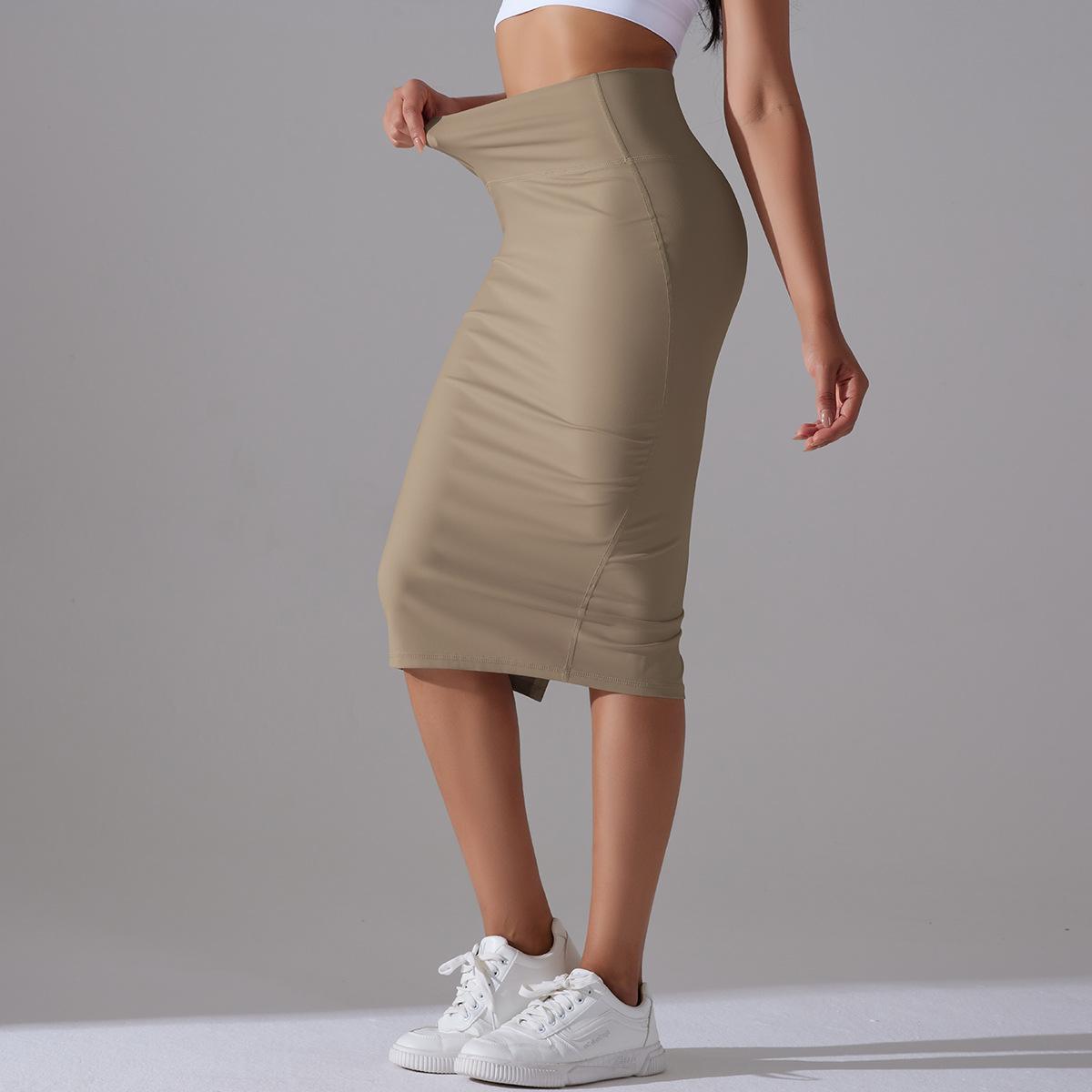Women High Waist Stretch Slit Sports Skirt 59