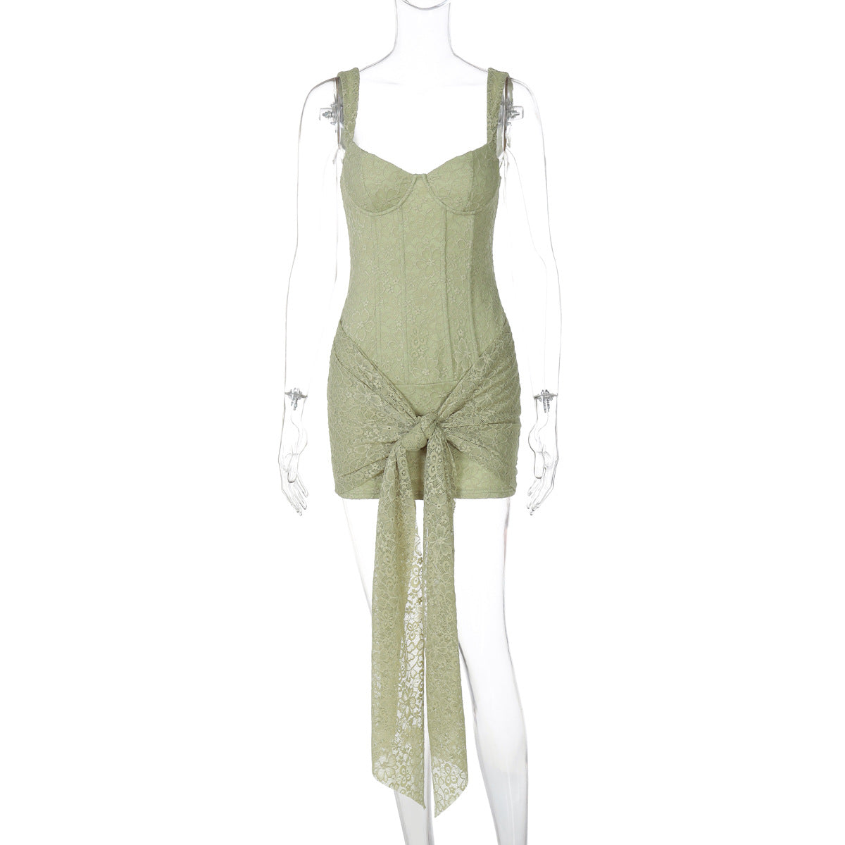 Women's Sexy V-Neck Lace-Up Patchwork Straps Bodycon Dress 8