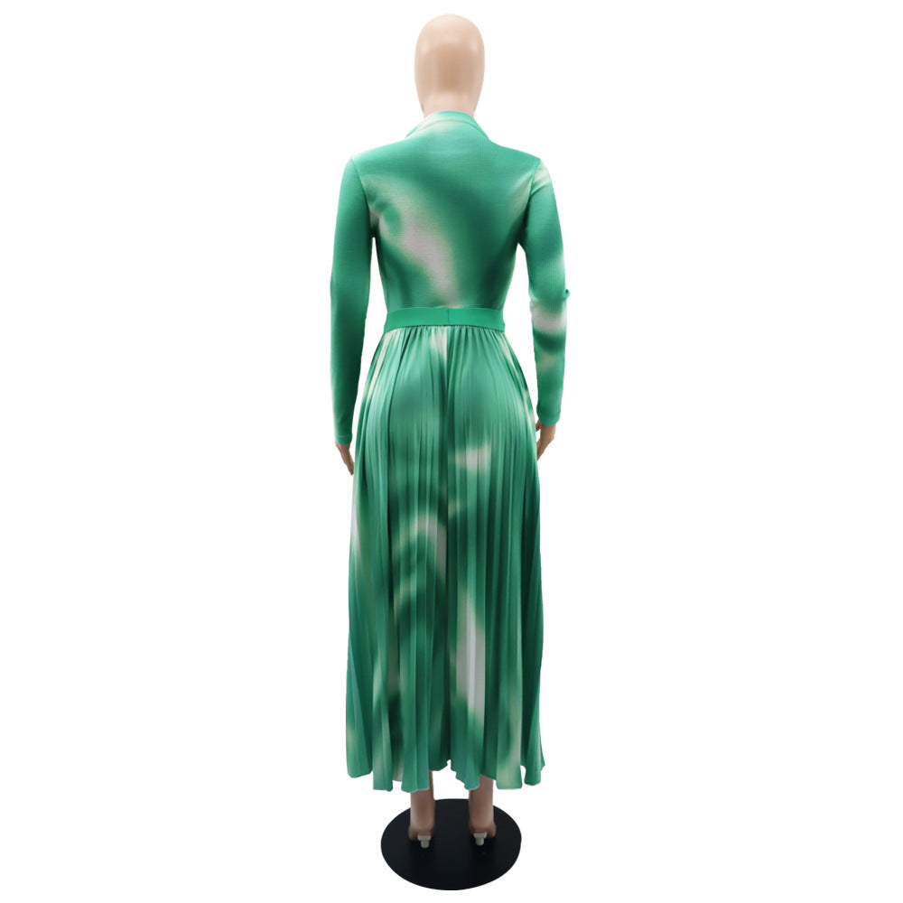 Fashionable Long-Sleeved Top Elegant Pleated Skirt Two-Piece Set 15