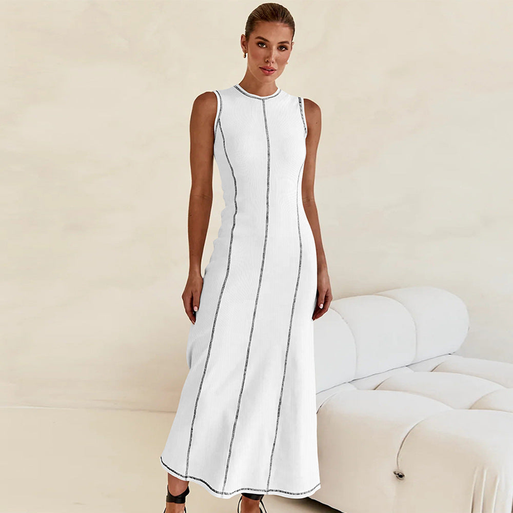 Round Neck Sleeveless A-Line Knitted Long Dress 6