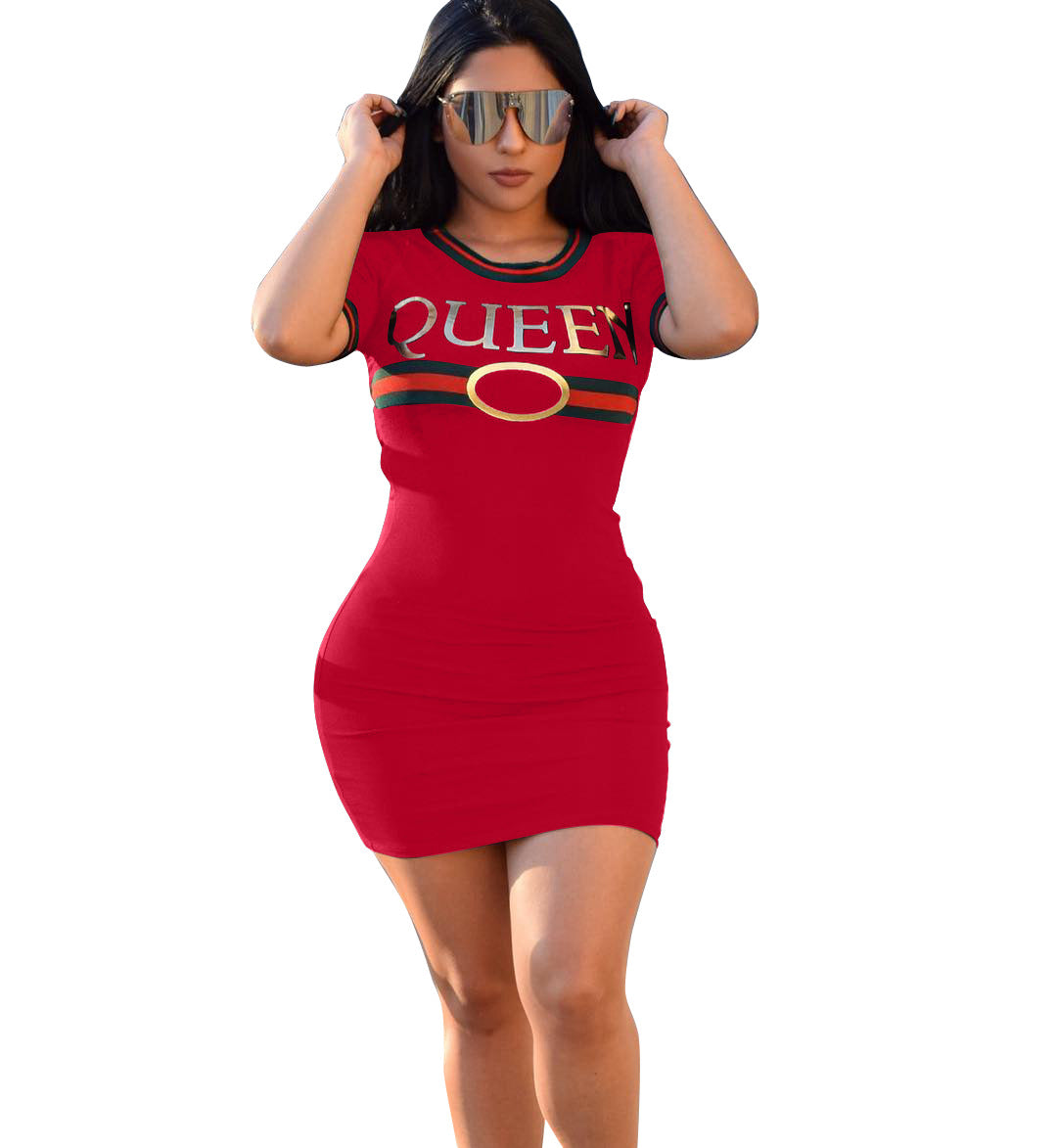 Women Summer Striped Letter Dress 9