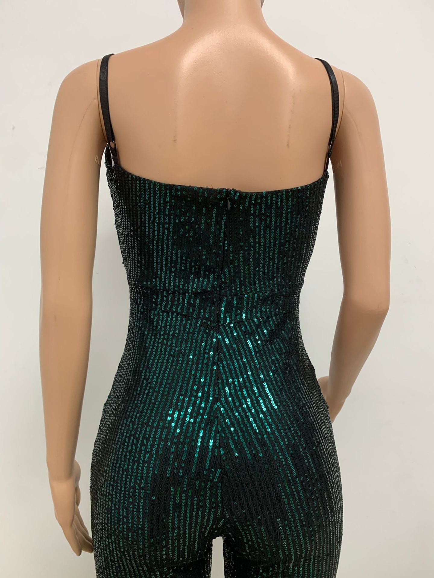 Deep V Neck Low Back Sleeveless Chic Sequined Straps Elegant Women's Party Jumpsuit 89