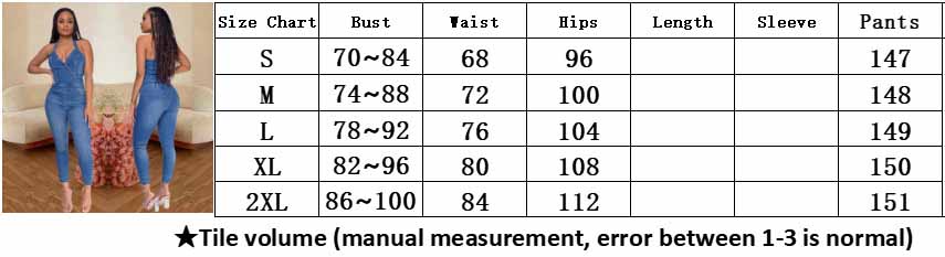 Women Slim Sleeveless Halter Neck Denim Jumpsuit 6