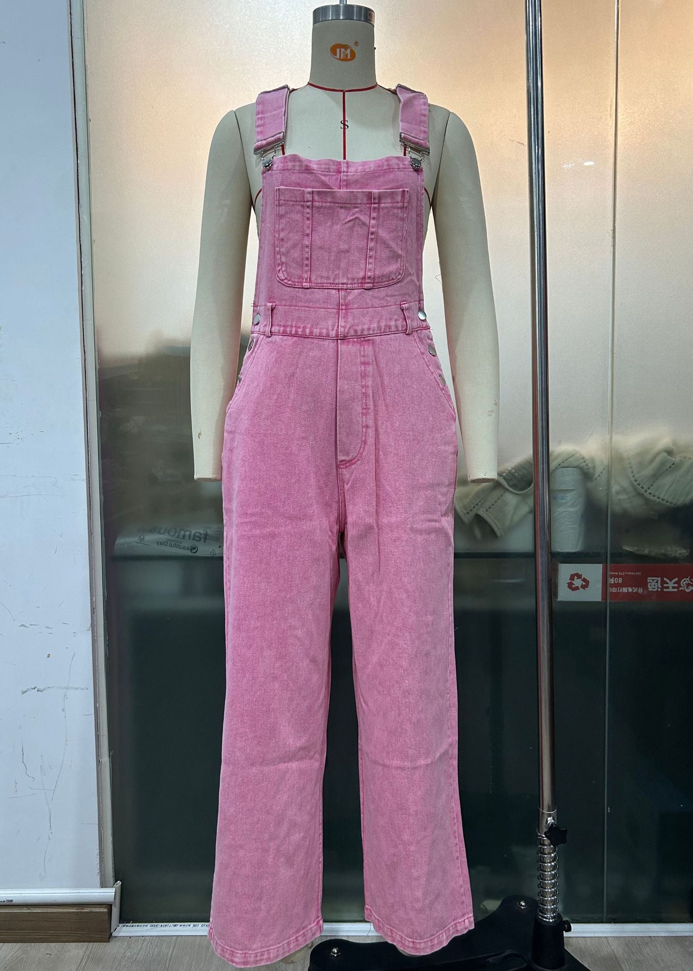 Women Retro Sleeveless Denim Overalls Loose Straight Denim Jumpsuit 8