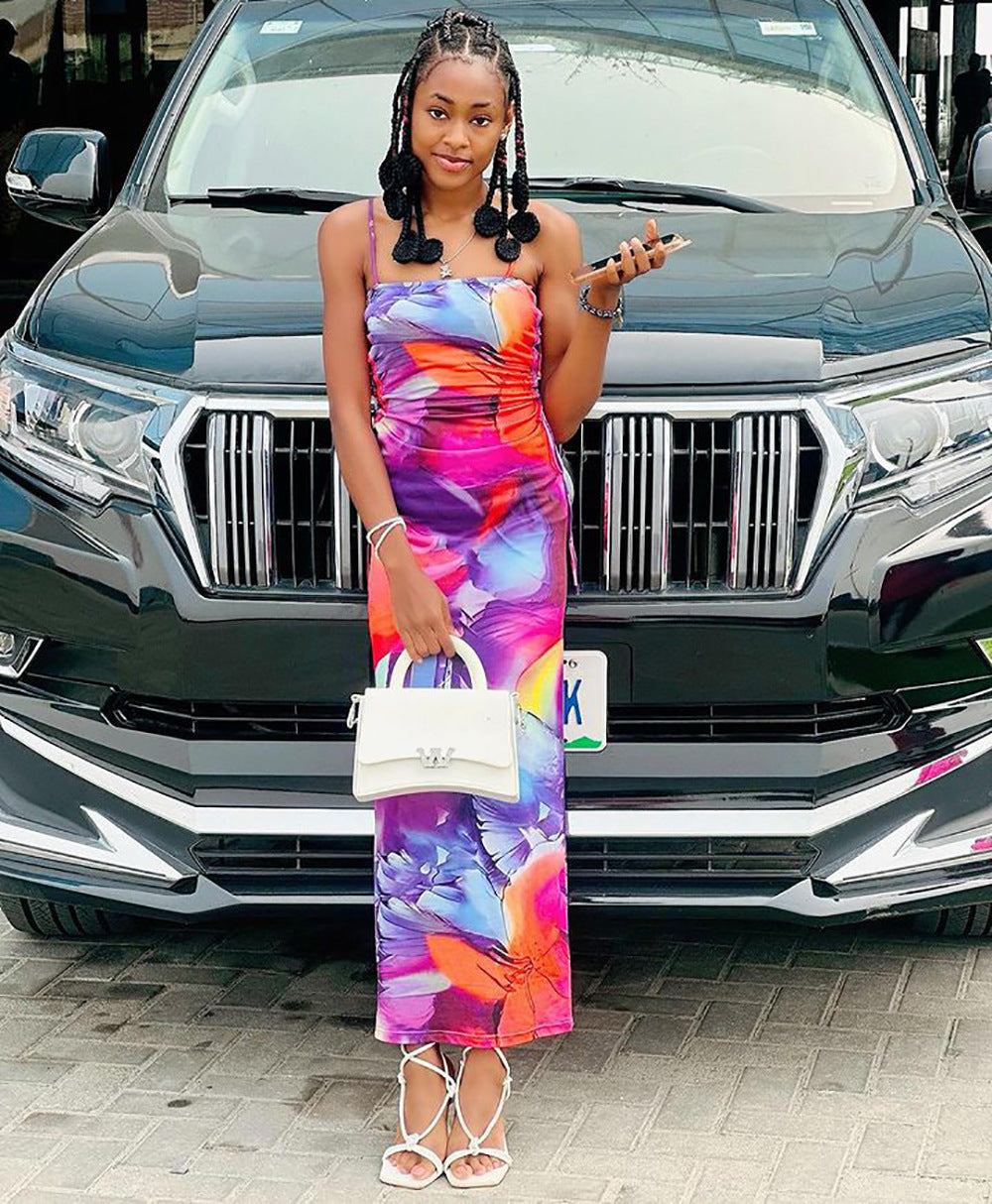 Women Sexy Printed Strap Dress 3