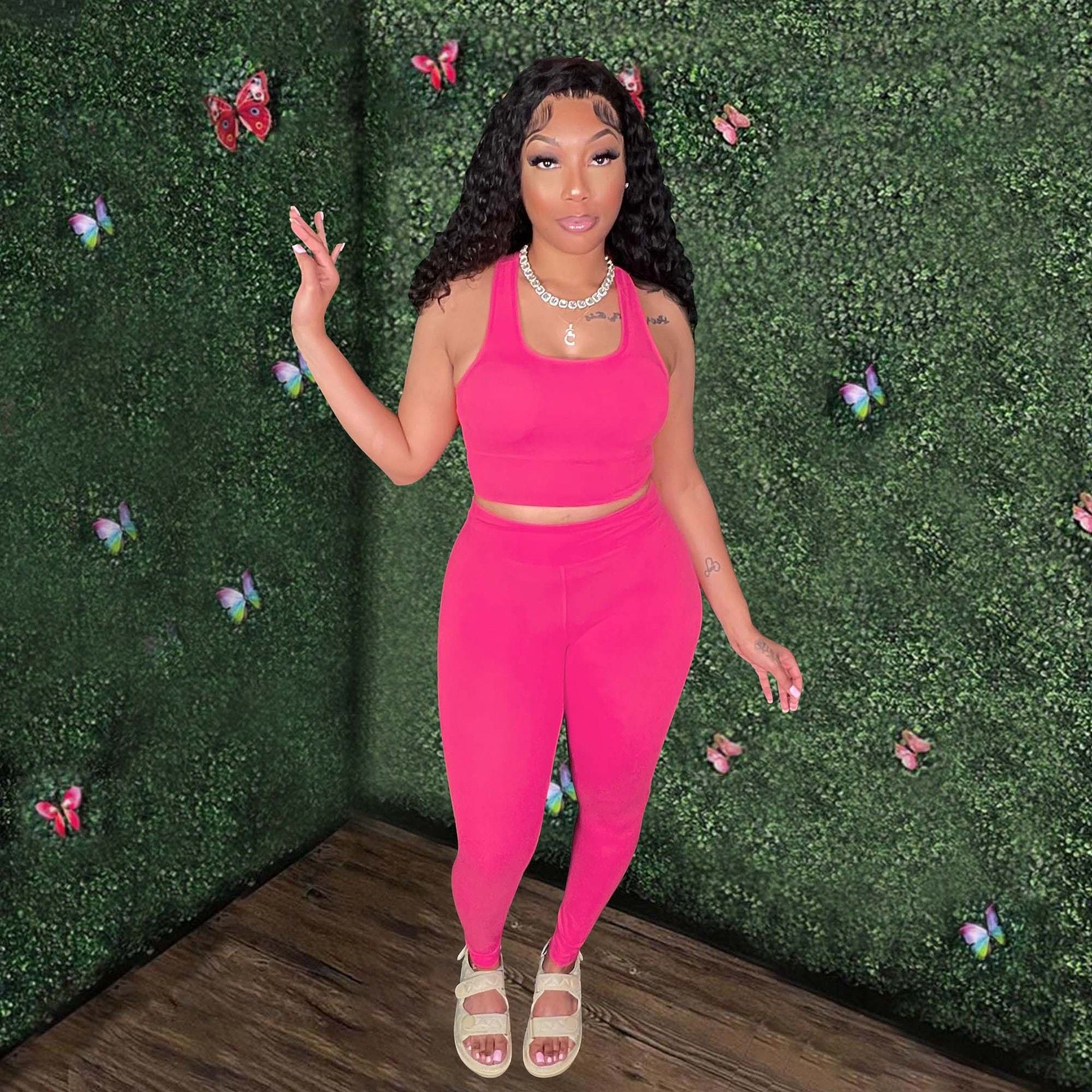 Women's Sexy Vest Outdoor Sports Tight Fitting Yoga Pants Two-Piece Set 5