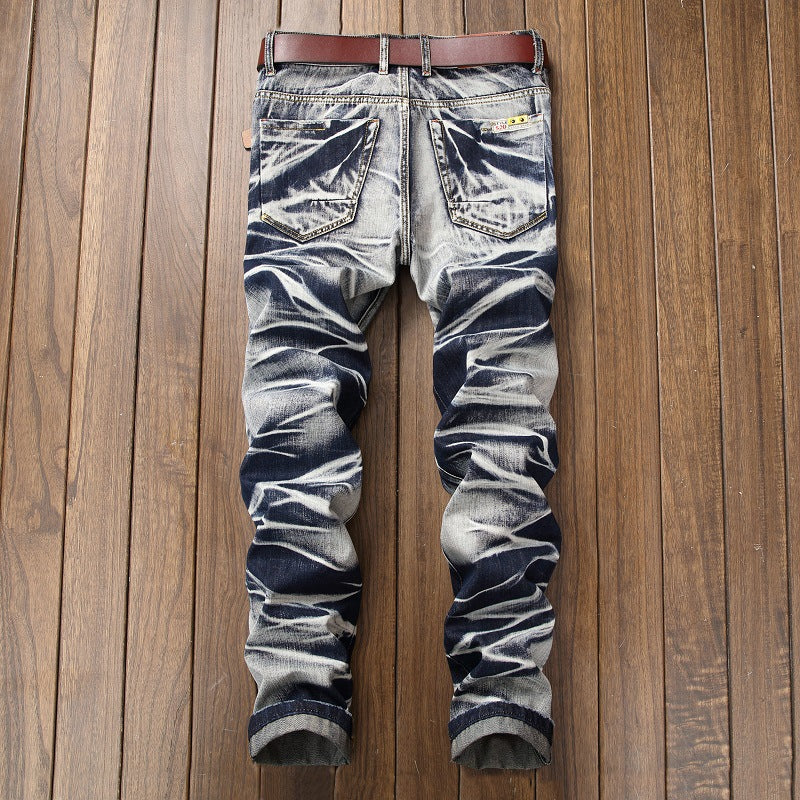 Men Vintage Denim Straight Trousers 14