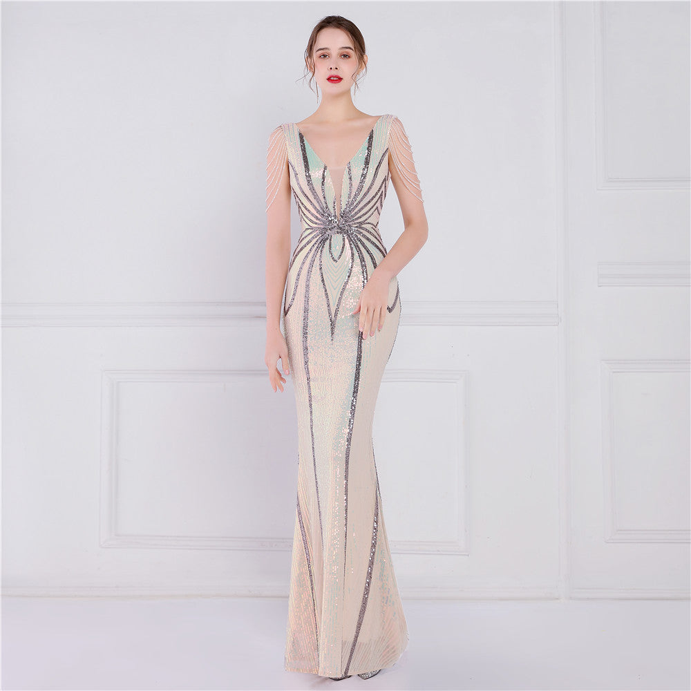 Plus Size Women Sequined Formal Party Evening Dress 9