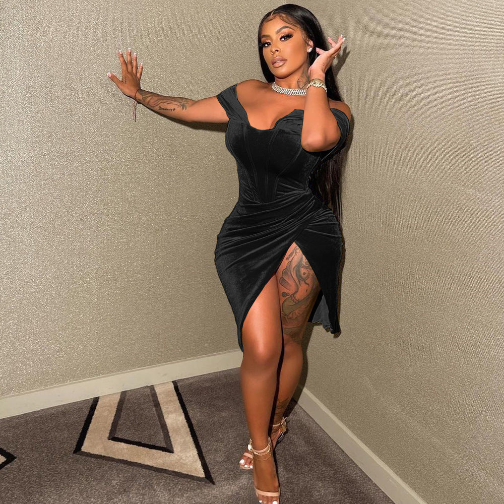 Women Sexy Off Shoulder Irregular Dress 9