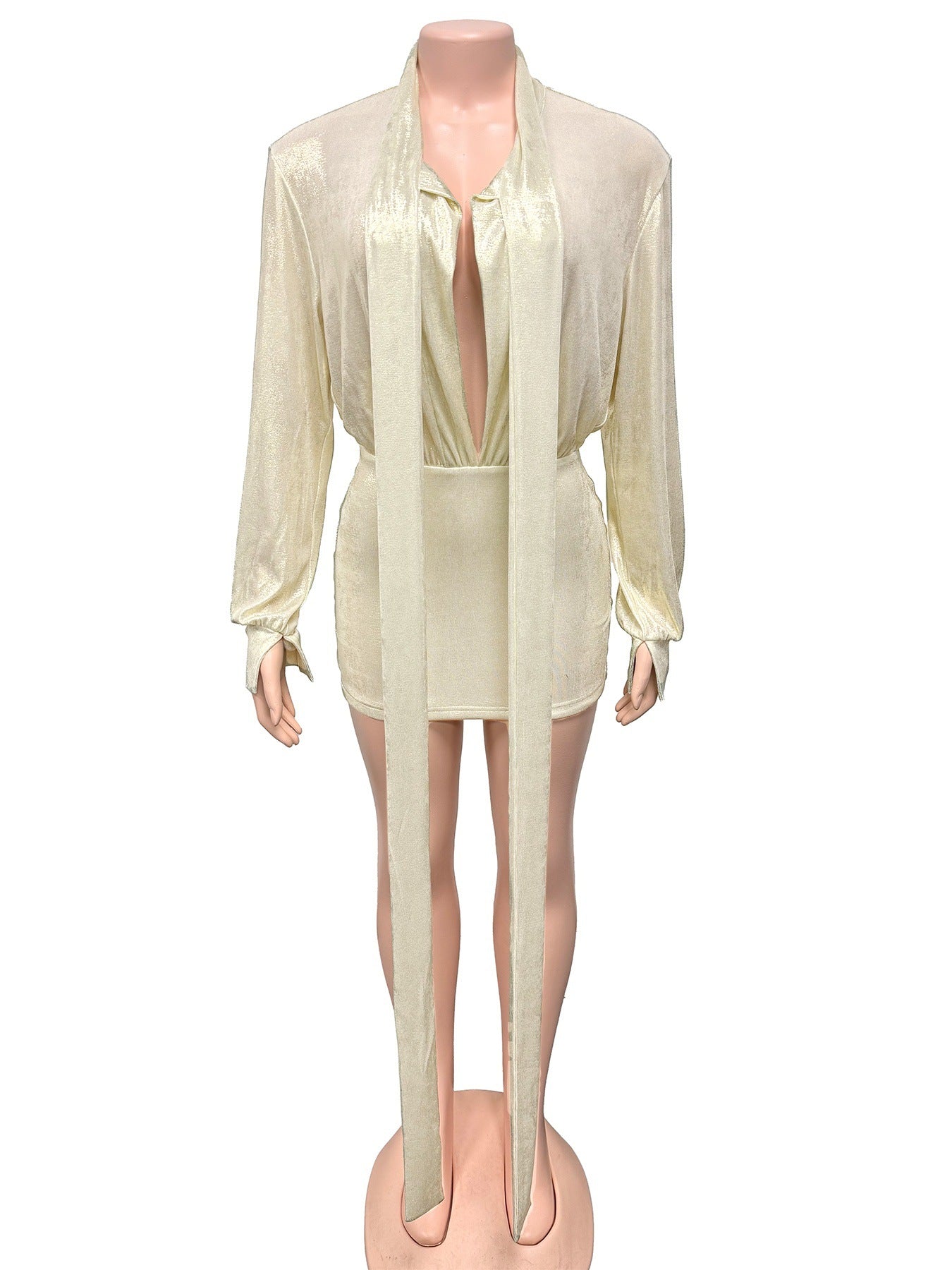 Women Fall V-Neck Ribbed Sexy Dress 7