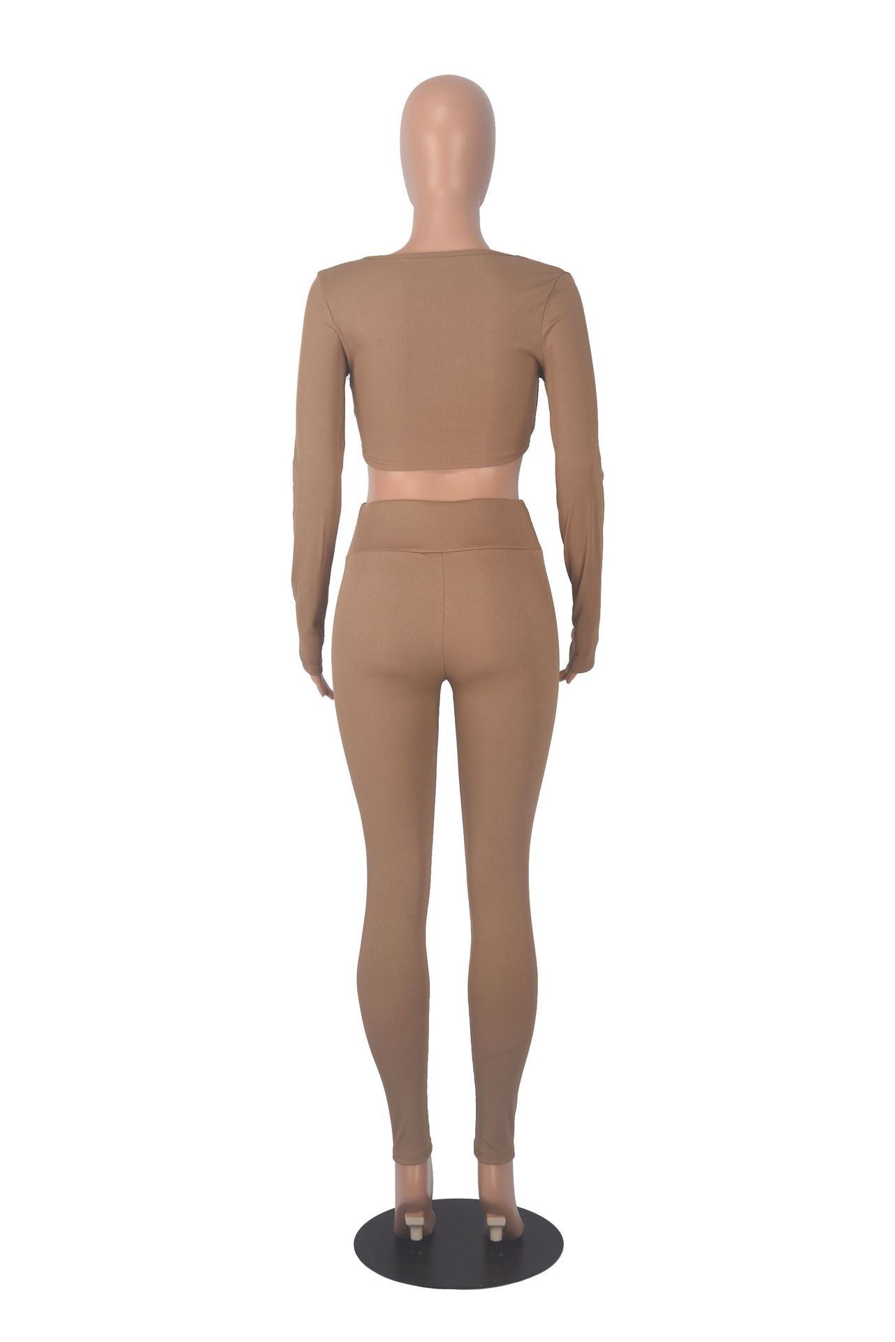 Autumn And Winter Fashionable Sports Square Collar Yoga Two-Piece Pants Set 11