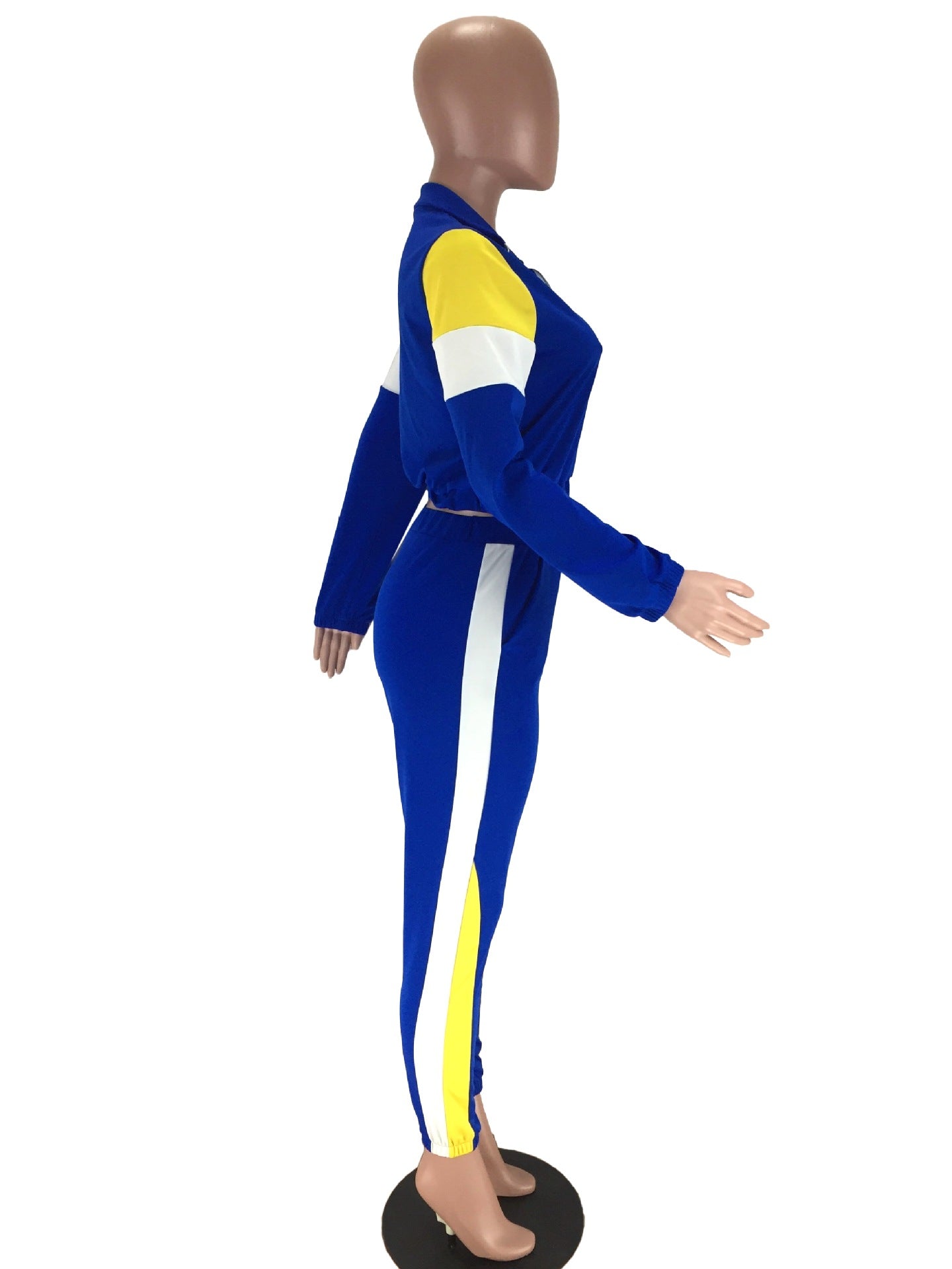 Women's Patchwork Sport Contrast Casual Tracksuit Two Piece Set 32