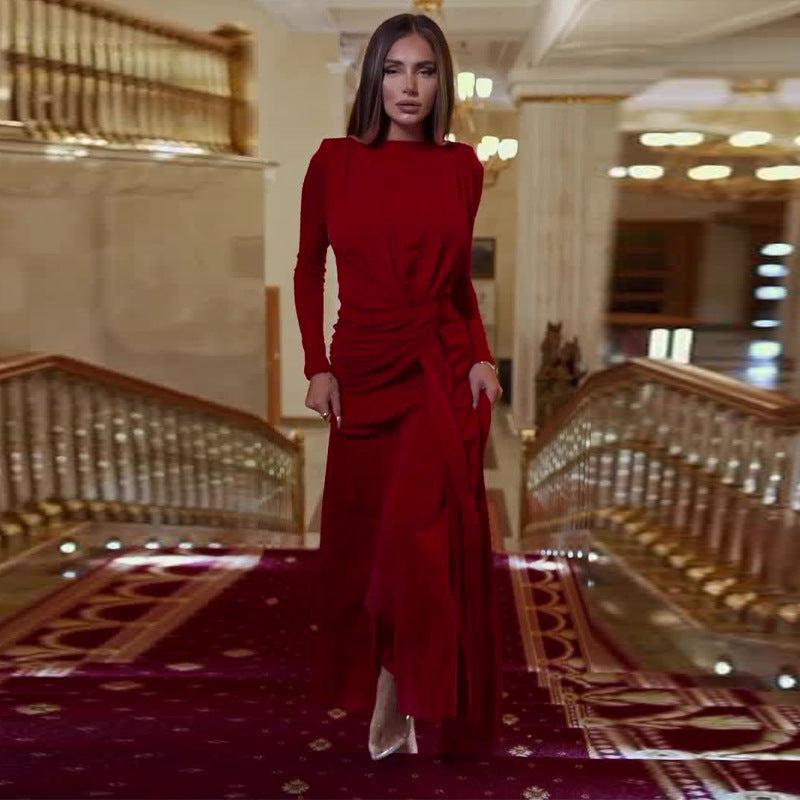 Women Fall Round Neck Bodycon Long Sleeve Dress 3