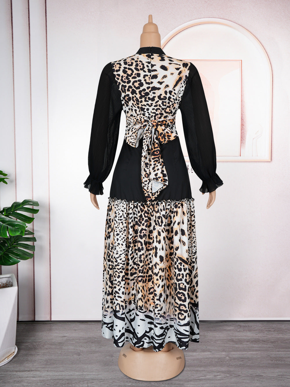 African Clothing Plus Size Women's Leopard Print Maxi Dress 5