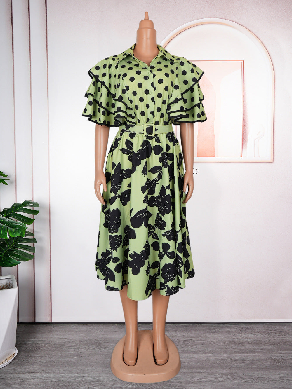 Print Shirt Plus Size A-Line Dress African Women's Wear 12