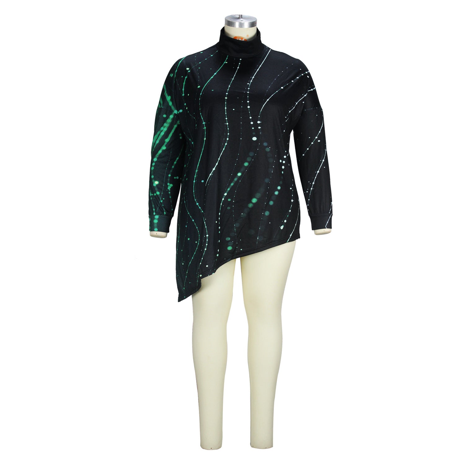 Christmas Women Printed Loose Turtle Collar Casual Irregular Top 13