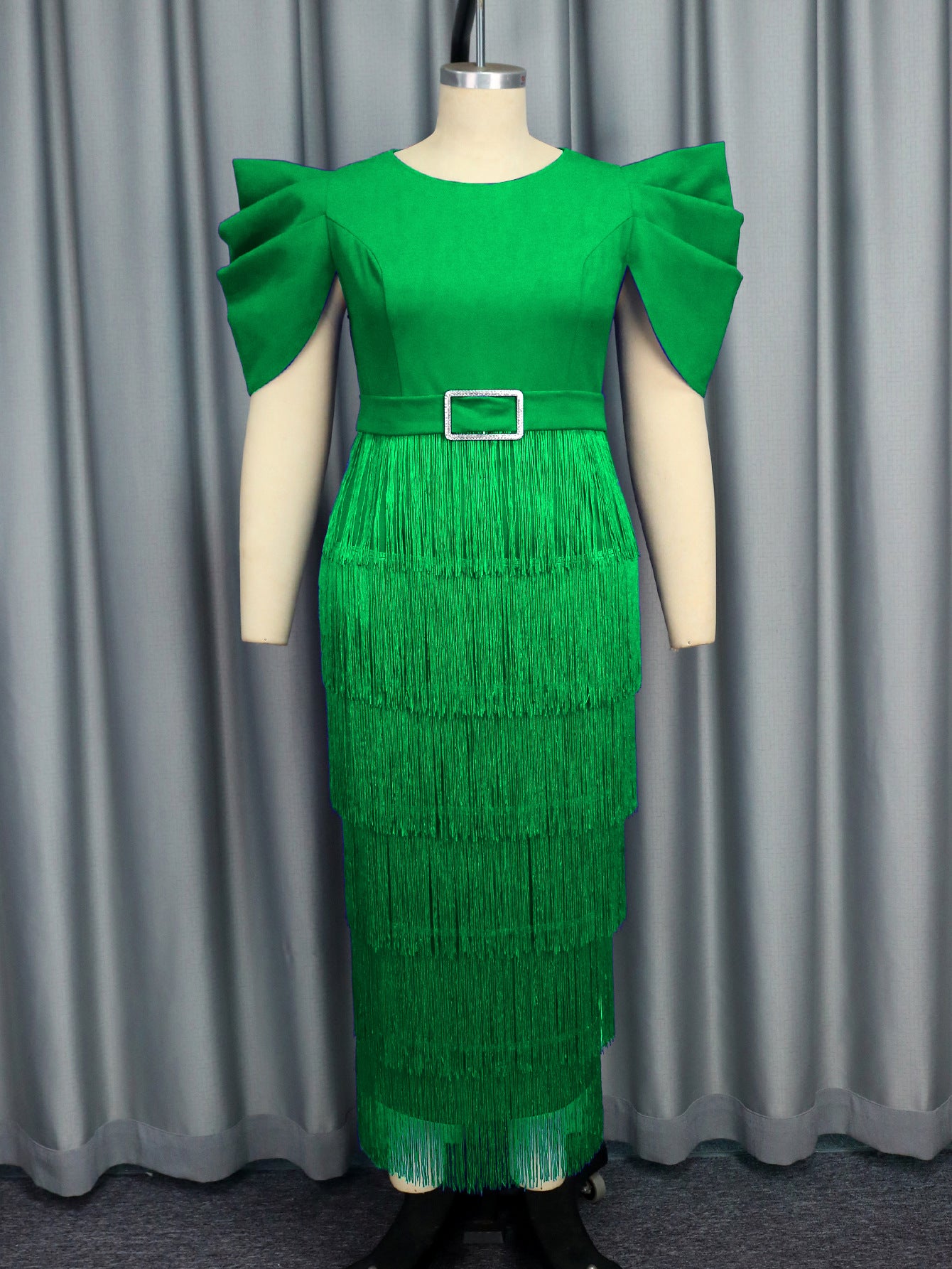 Women flowing wide shoulder tassel skirt party formal party dress 10