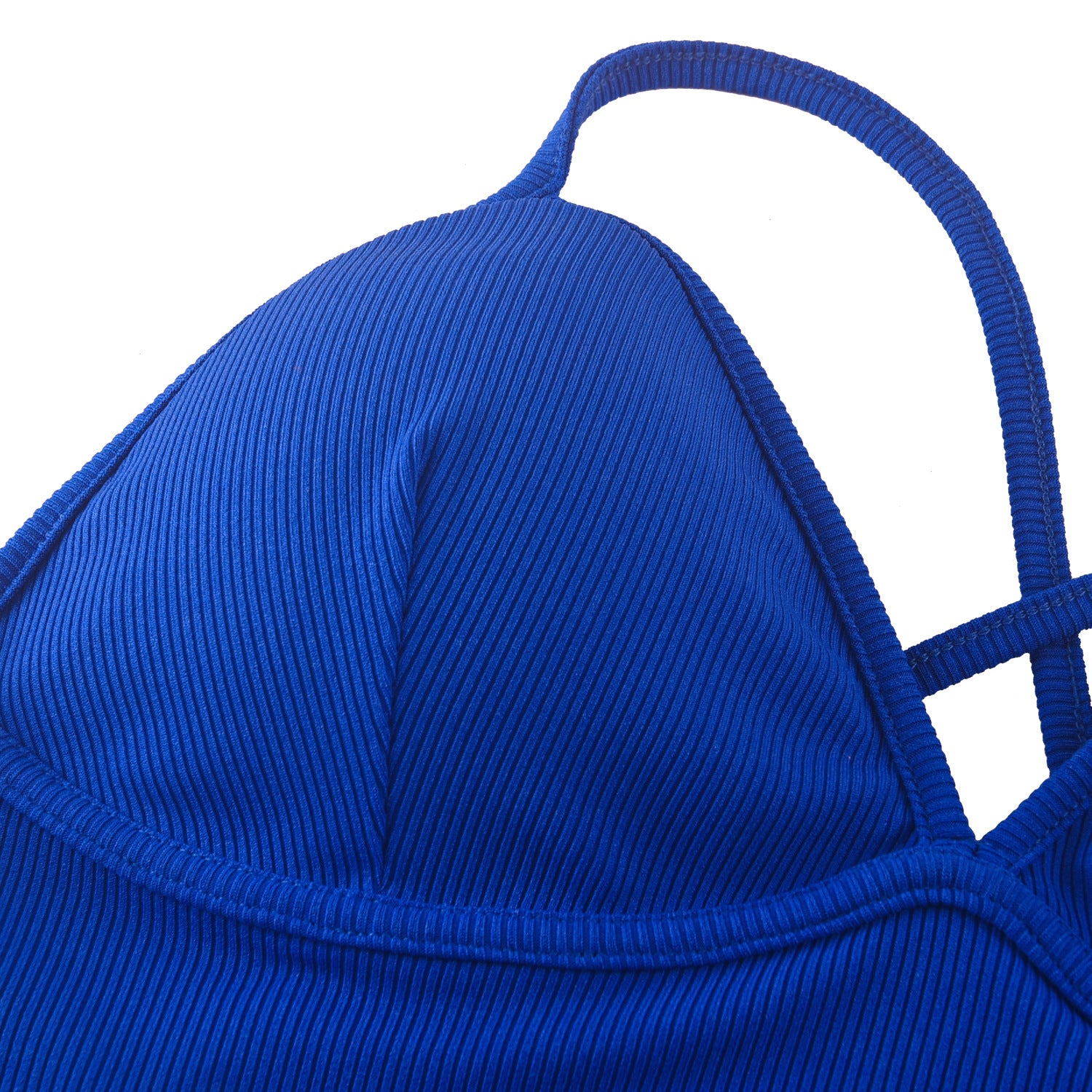 Women's Solid Color Rib Sling Deep V Tank with Chest Pad Casual Yoga Jumpsuit Ladies 17