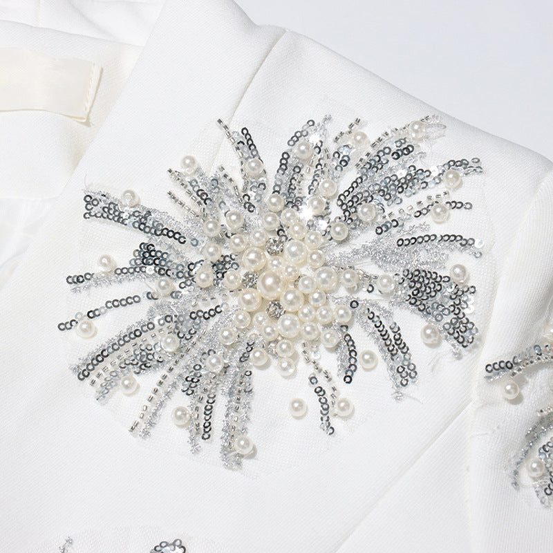 Women rhinestone design Solid Blazer 14