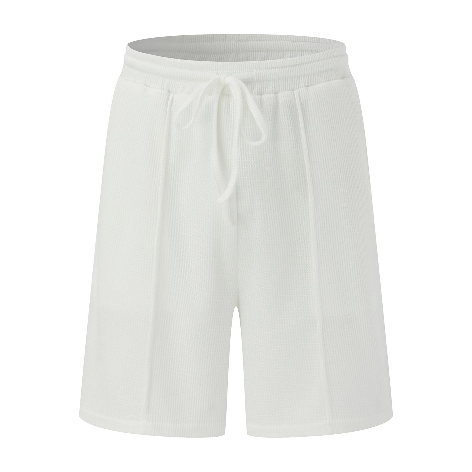 Summer Wafflev Turndown Collar Short-Sleeved Polo Shirt Shorts Men's Casual Fashion Two Piece Set 22