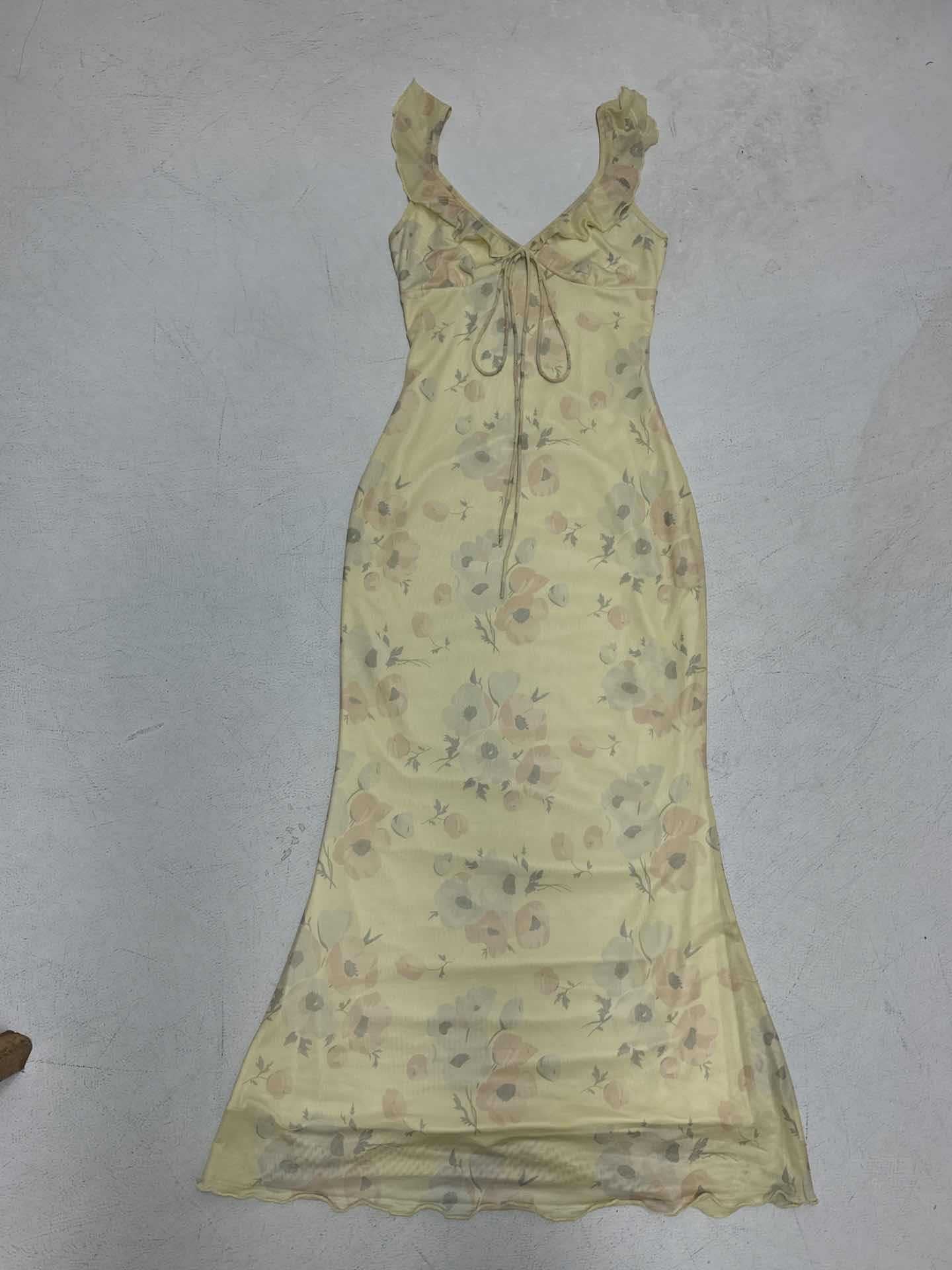 Chic Holidays Floral Strap Ruffle Sexy Flying Sleeve Long Dress 24