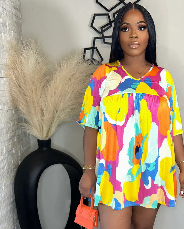 Summer Women's Clothing Fashion Printed Loose Casual Dress