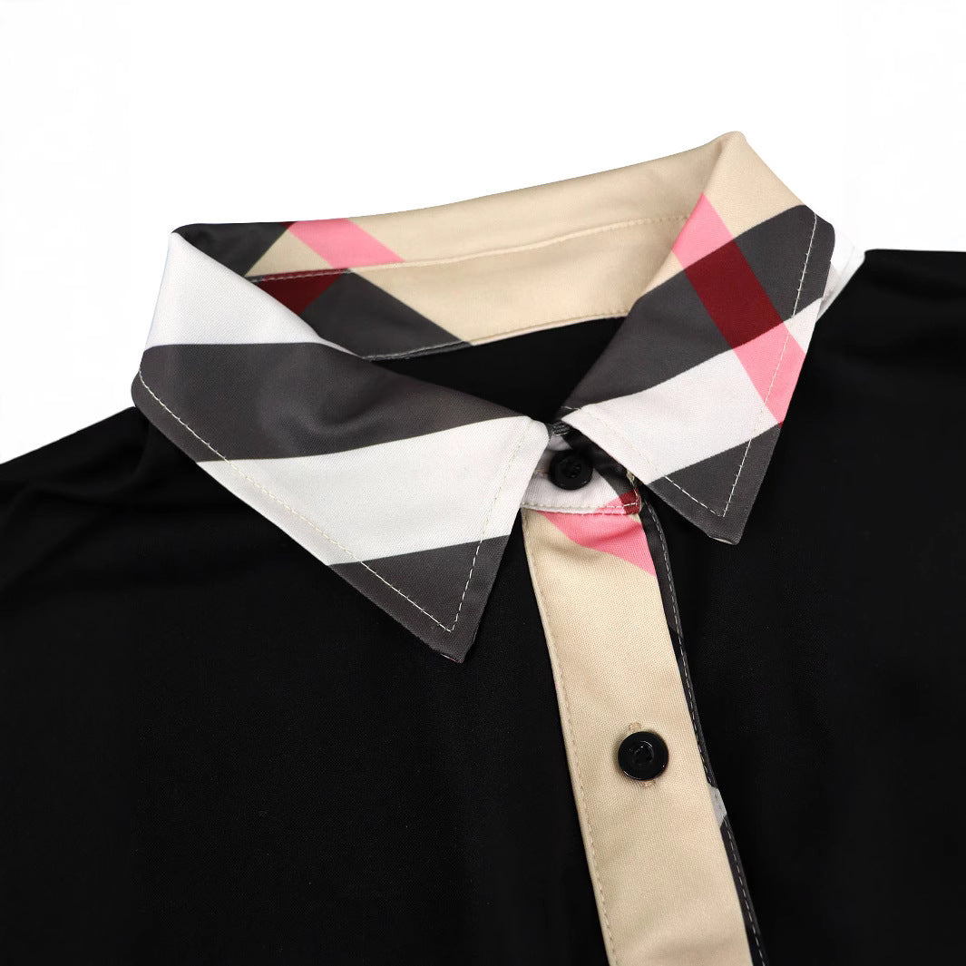 Women Contrast Patchwork Shirt and Cuffed Pants Two-piece Set 4