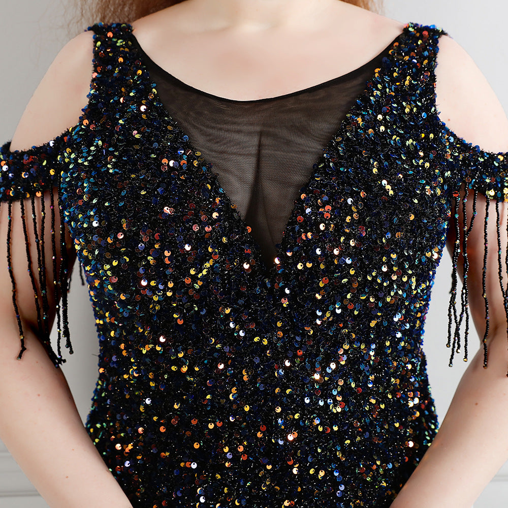 Spring and Summer Long Sequin Plus-Size Formal Party Evening Dress 12