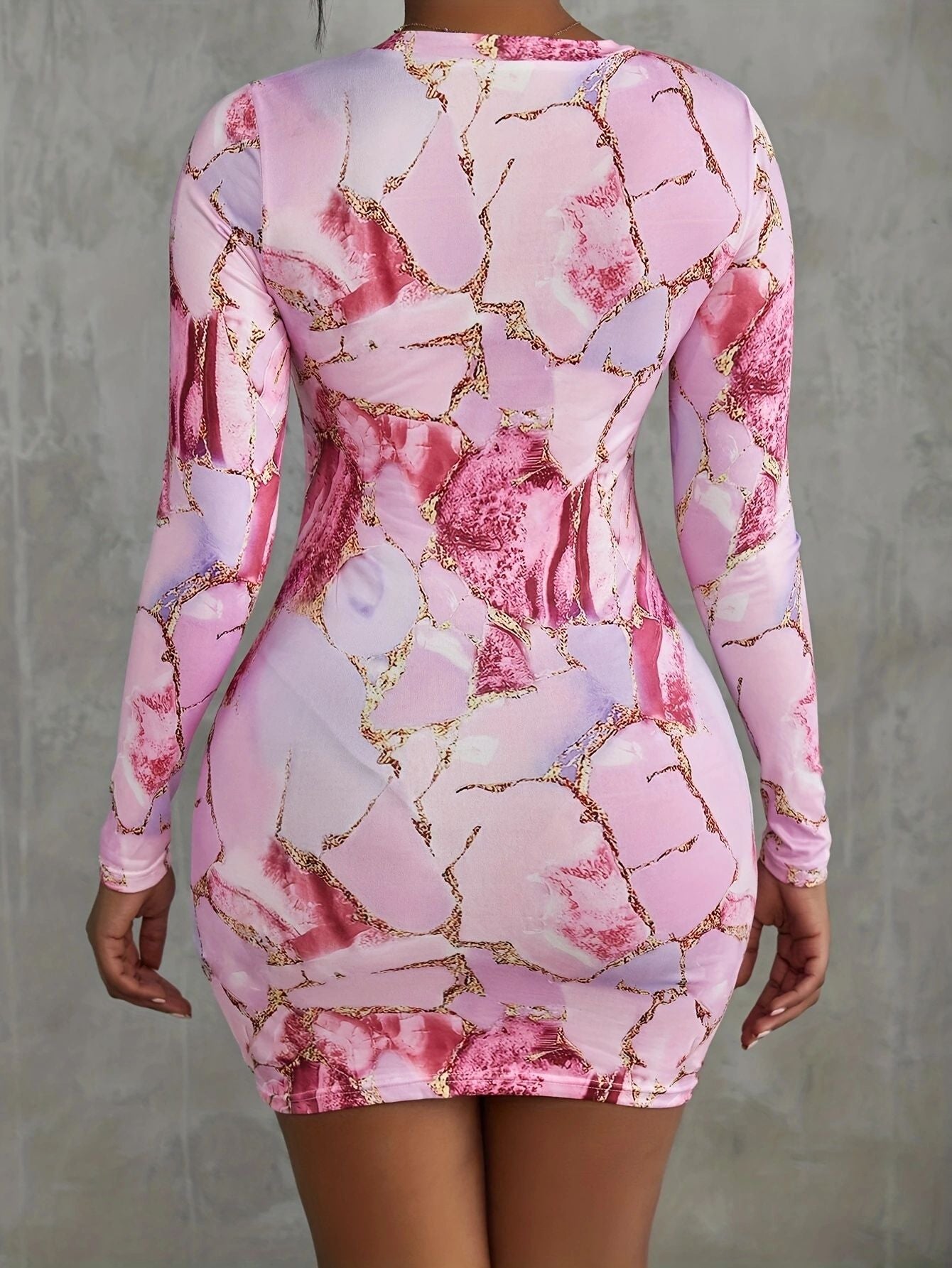 Women tie-dye long-sleeved printed dress 6