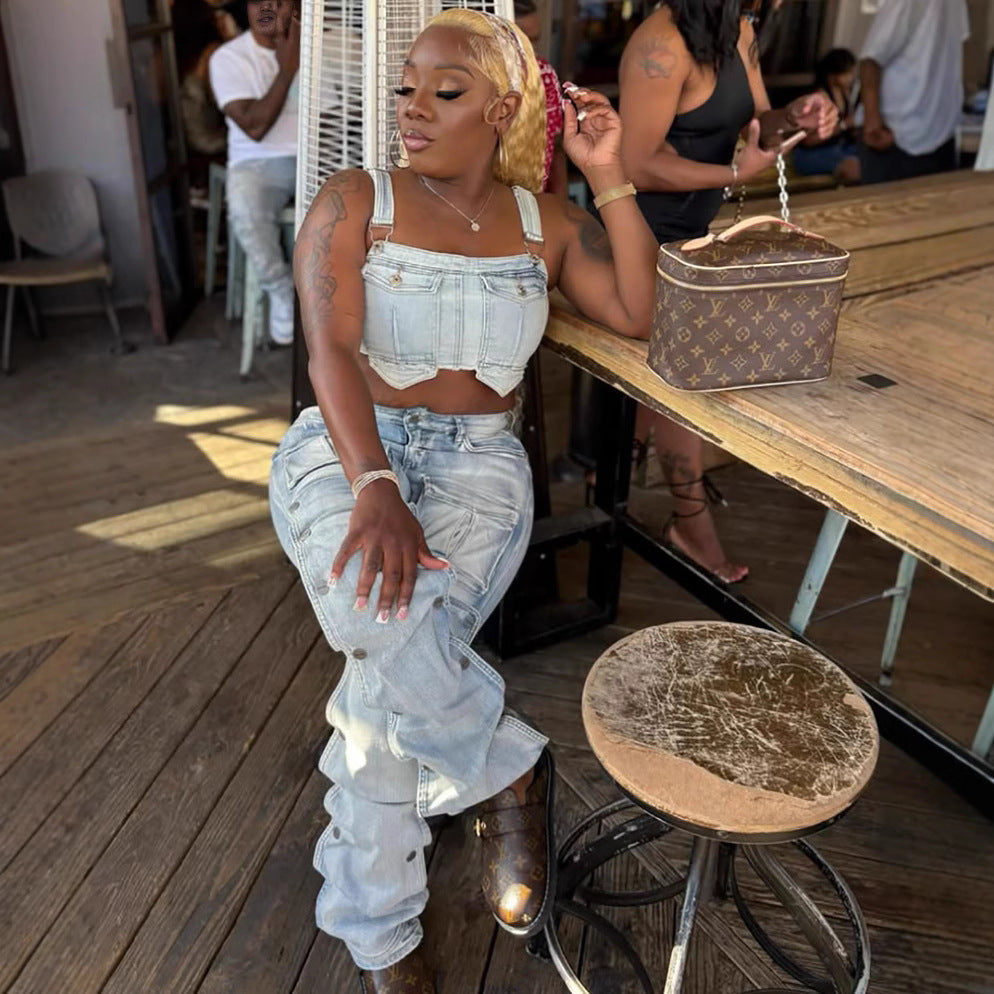 Women street Cargo Denim Pants 4