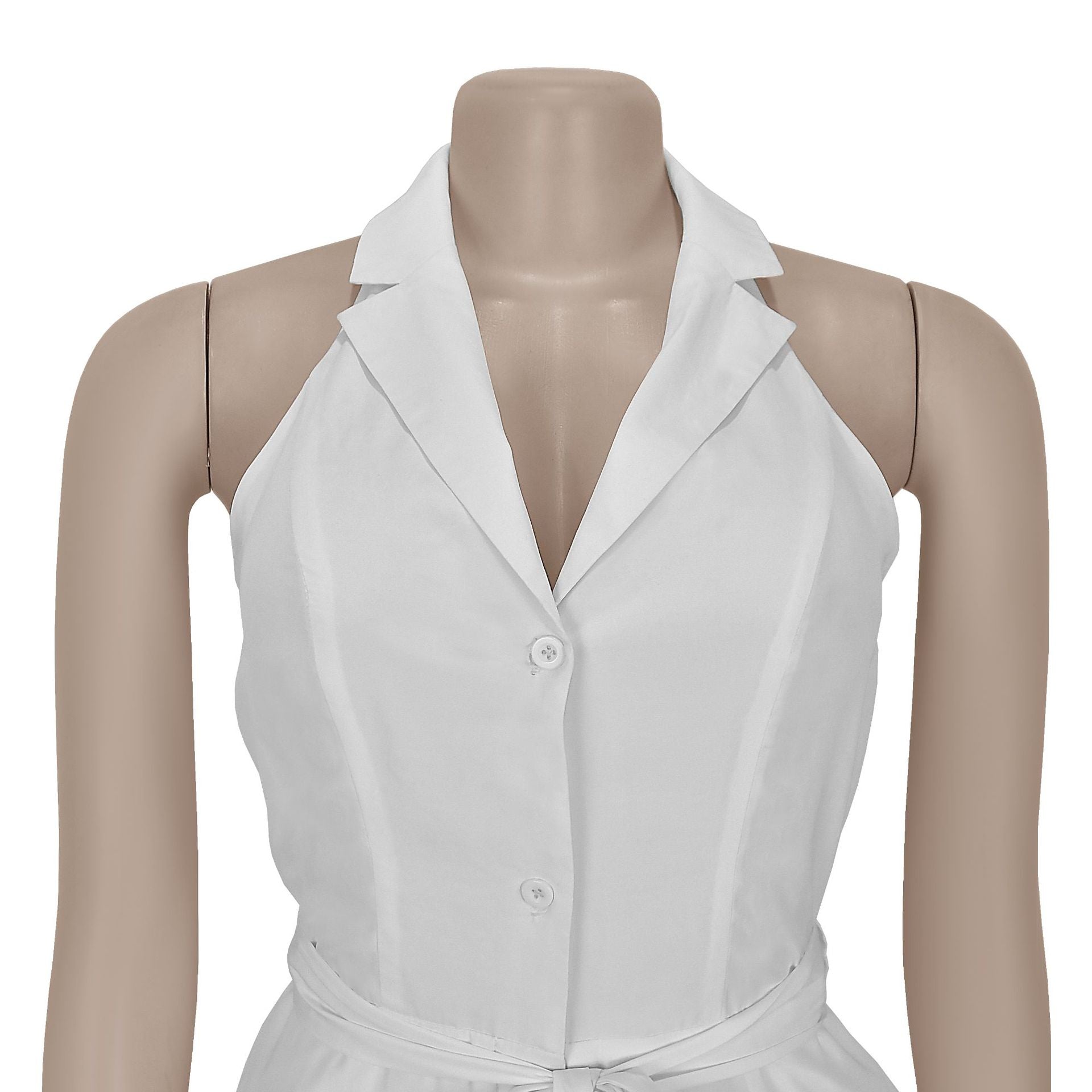 Women Summer Casual Solid V-neck Backless Jumpsuit 11