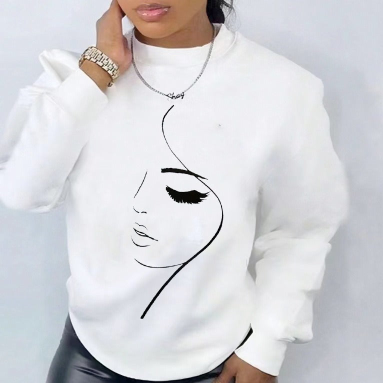 Women Round Neck Long Sleeve Printed Top 3