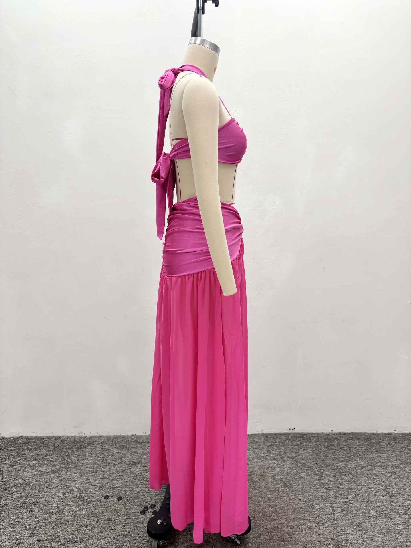 Women Hot and Sexy Halter Neck Strapless Top Slit Skirt Two-piece Set 7