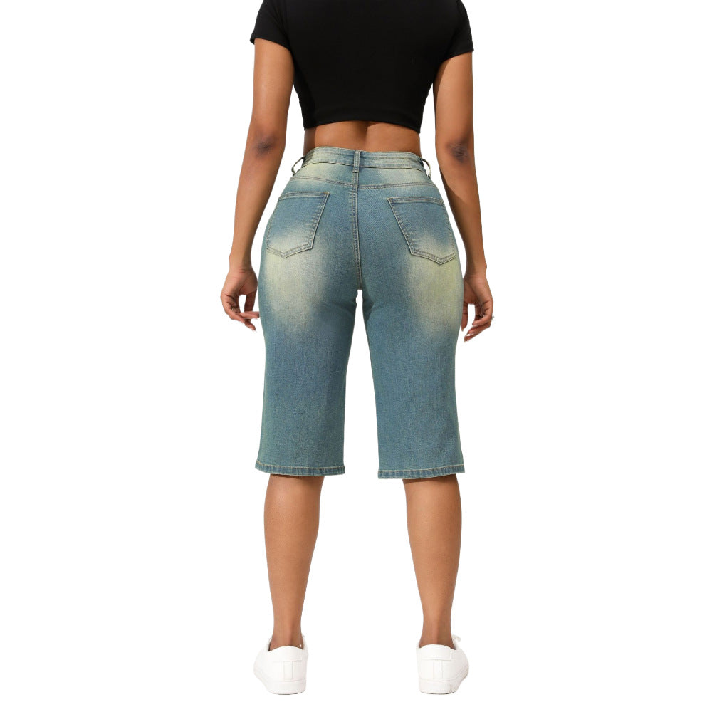 Trendy Women's Spring Summer Straight Loose Denim Midi Pants 6