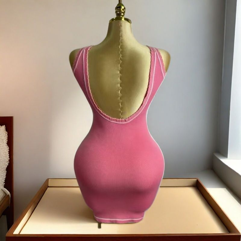 Summer Sexy Low-Back Knit Sleeveless  Slim Waist Mini Dress 4