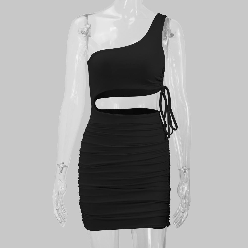 Women sexy hollow pleated Bodycon Dress 32