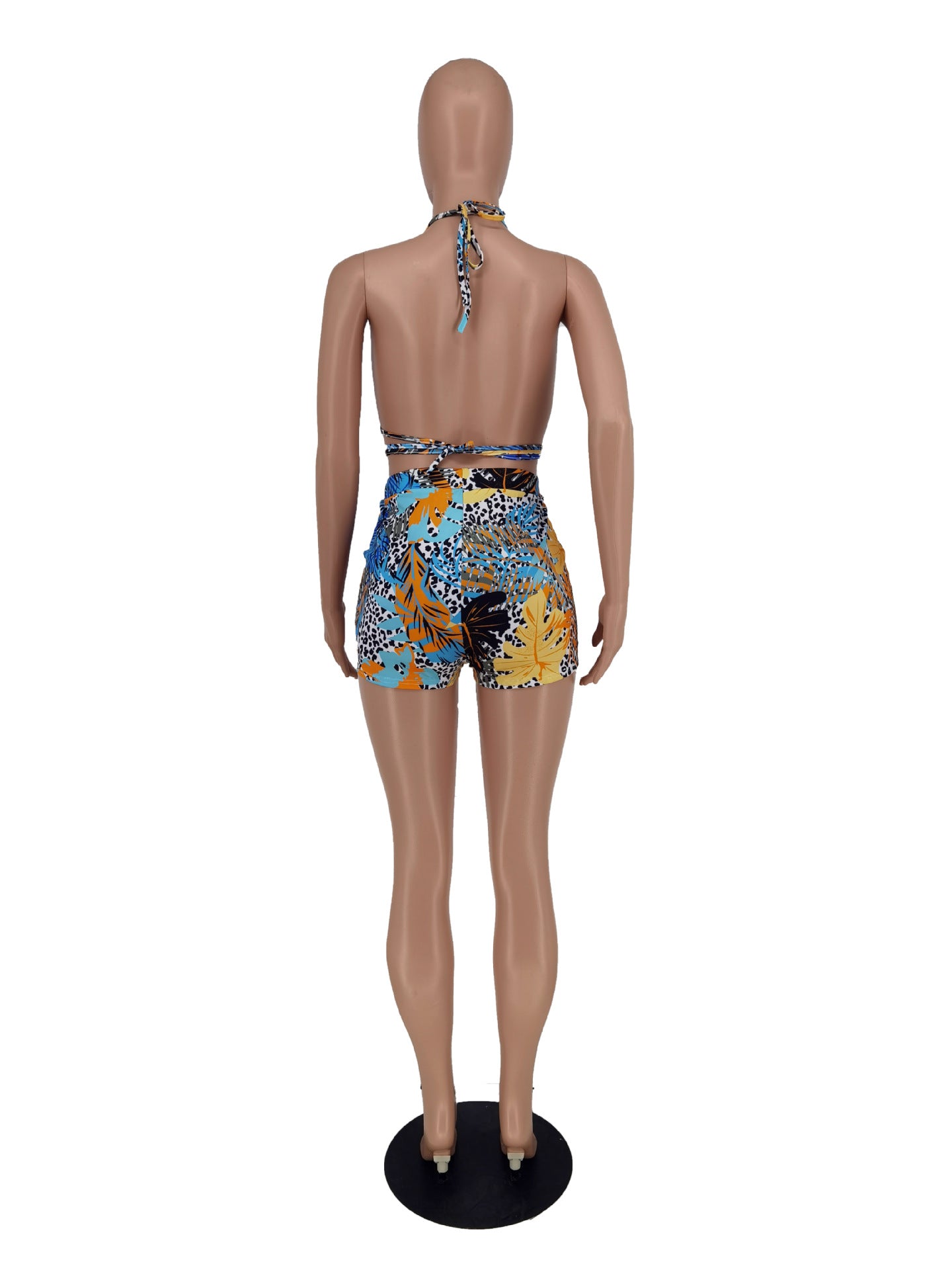 Women Printed Sleeveless Lace-Up Two Piece 8