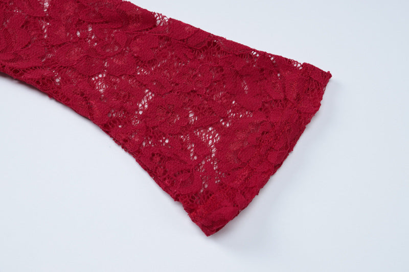 Summer Women Lace Long Sleeve Sexy Backless Plunging Bodycon Dress 9