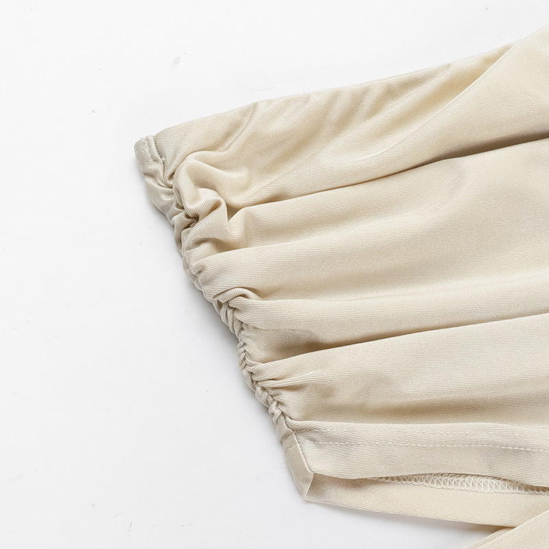 Spring Maxi Dress Chic Elegant Slim Strapless Hollow Out Ruched Dress 13