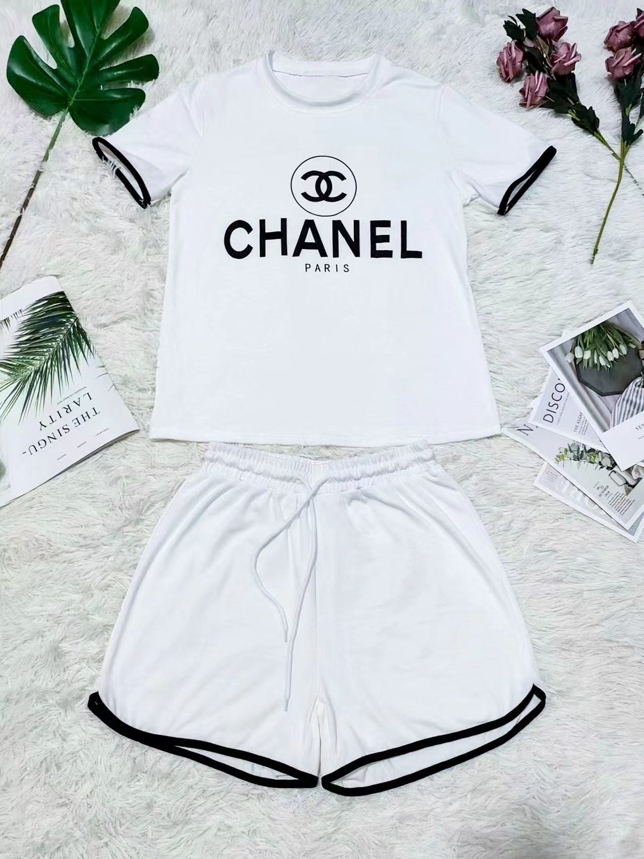 Women's Summer Elegant Chic Casual Fashion High-Quality Cotton Two-Piece Shorts Set 9