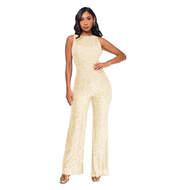 Sleeveless Sequin Round Neck Slim Fit Women's Jumpsuit 17