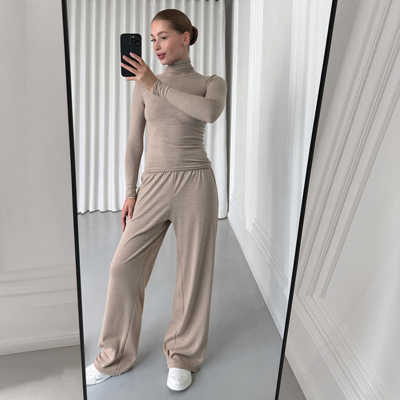Women Fall/Winter Casual Turtleneck Long-Sleeved Top and Pants Two-Piece Set 15