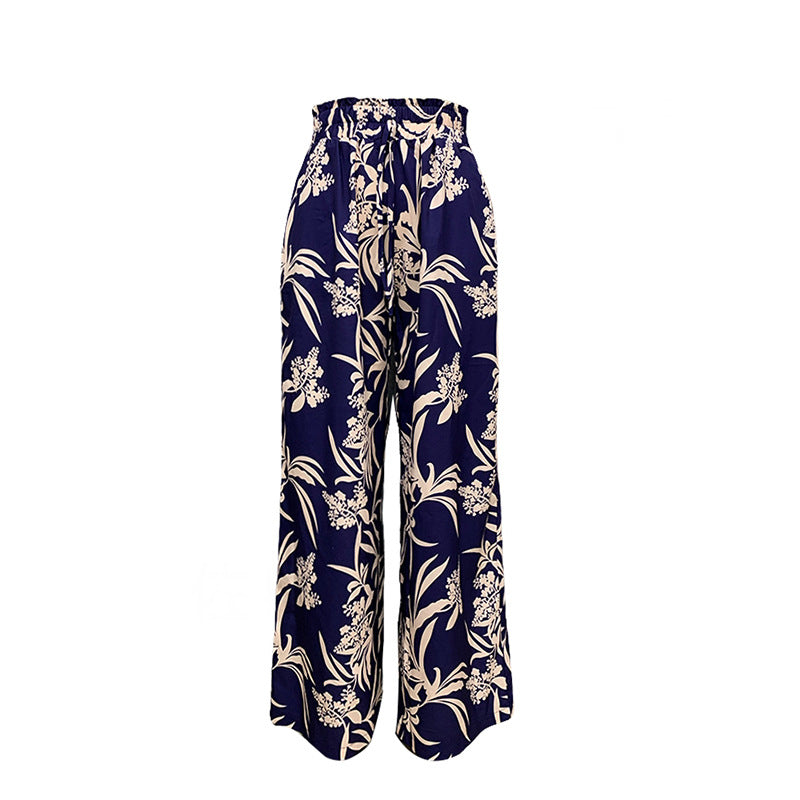 Women's Fashion Chic Floral High-Waist Loose Straight-Leg Casual Pants 11