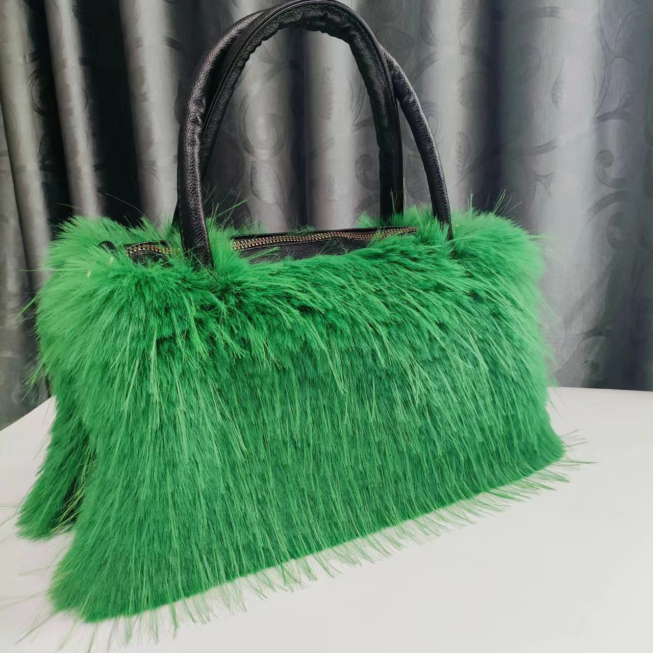 Faux fur plush handbag Faux raccoon fur handbag 6